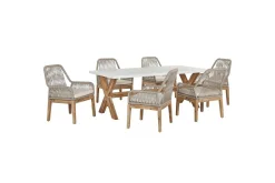 Trädgårdsmöbelset Olbia 6-sits Vit/beige/ljust trä