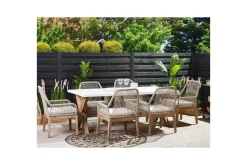 Trädgårdsmöbelset Olbia 6-sits Vit/beige/ljust trä