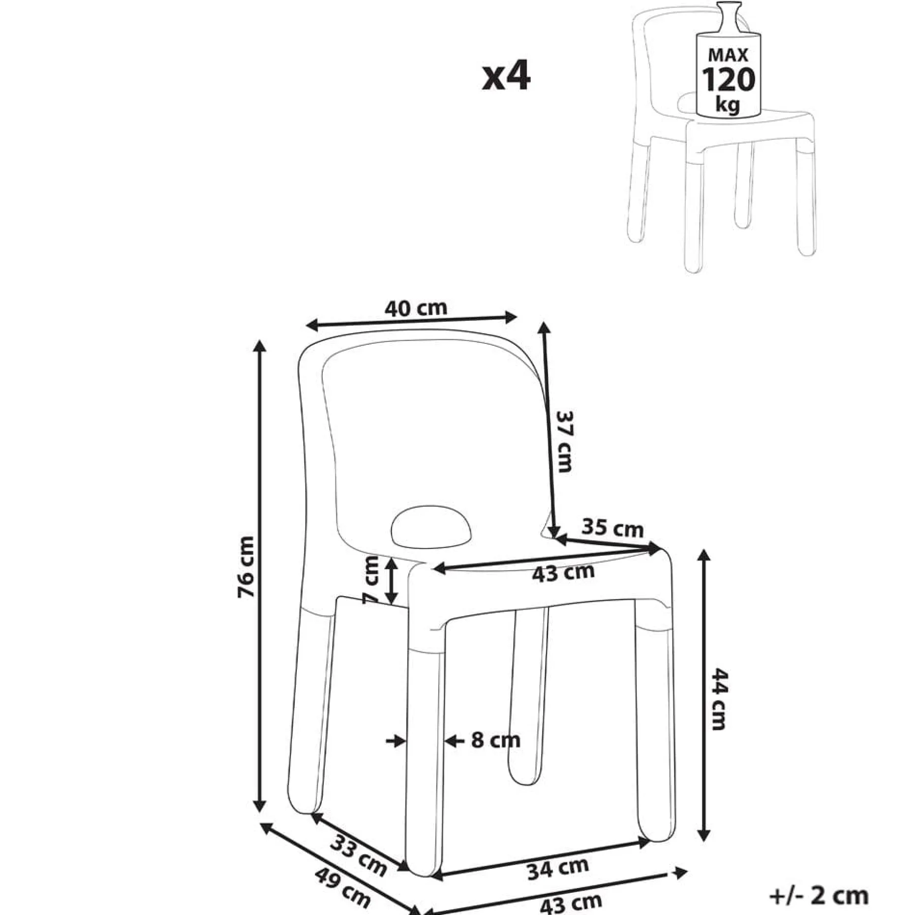 Trädgårdsstol Betim 4-pack