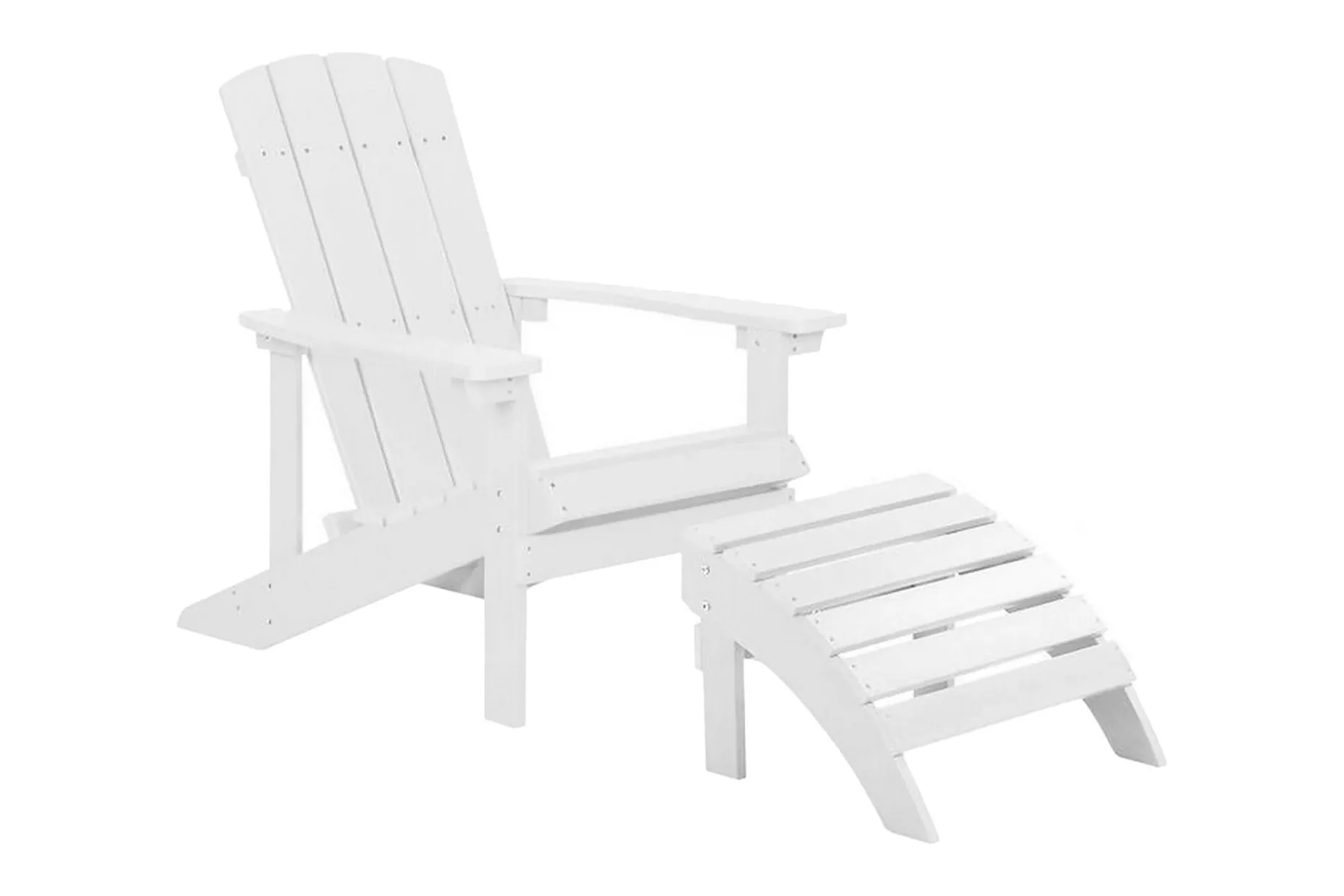Trädgårdsstol med fotpall vit ADIRONDACK
