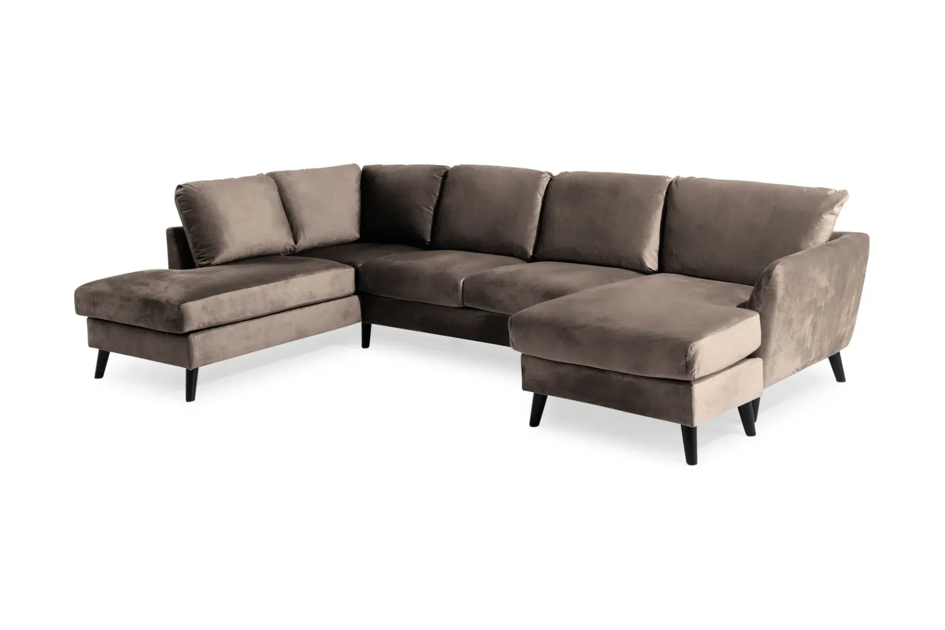Trend 4-sits Vänstervänd U-formad Soffa med Divan och Schäslong i Sammet