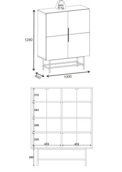 Truvia Sideboard 100x128x40 cm