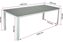 Tunis Rektangulärt Matbord utomhus 140x90 cm i plast och metall