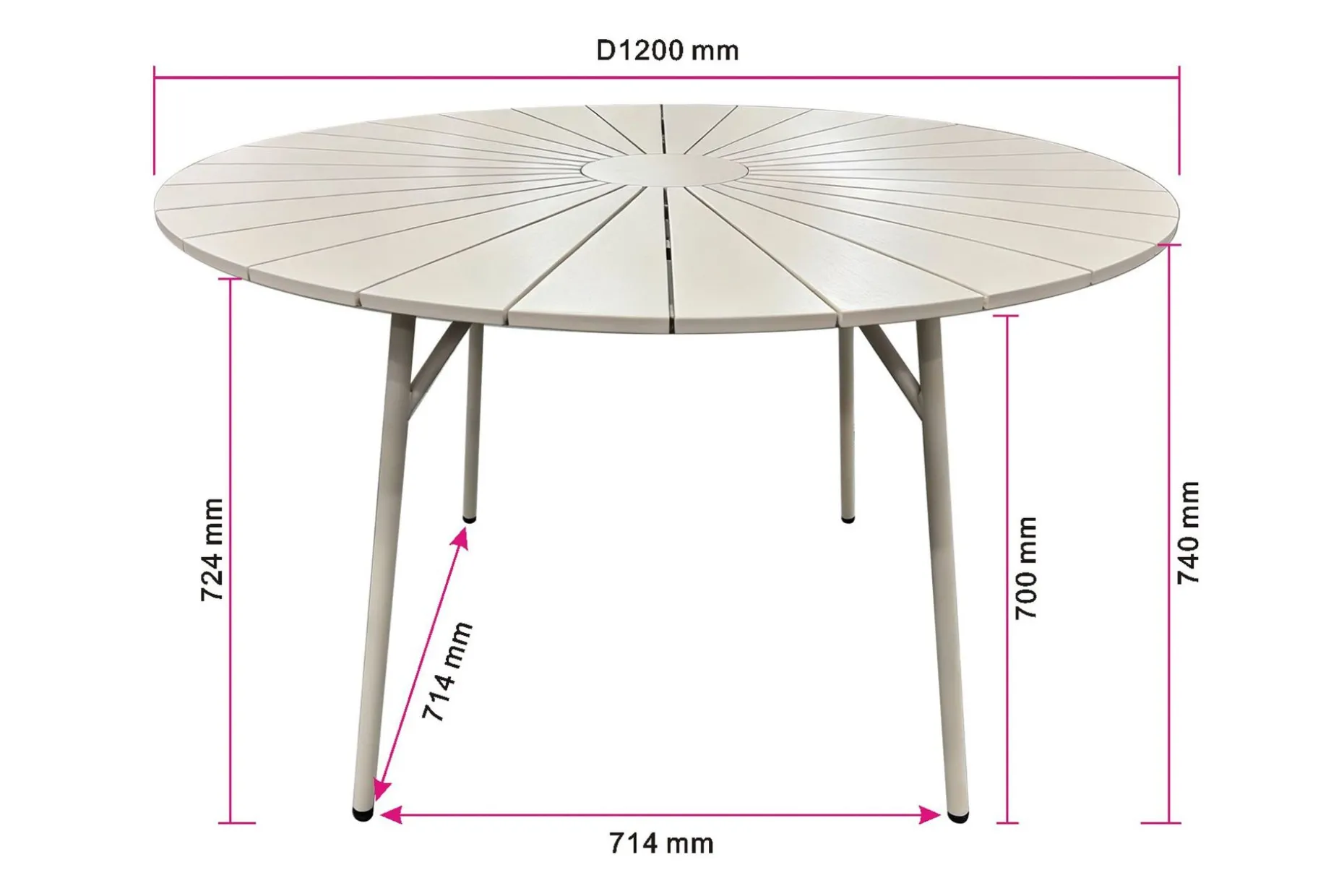 Tunis Runt Matbord utomhus 120 cm i aluminium metall