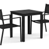 Tunis utomhus caféset 70x70 cm med 2 Tunis stapelstolar
