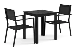 Tunis utomhus caféset 70x70 cm med 2 Tunis stapelstolar