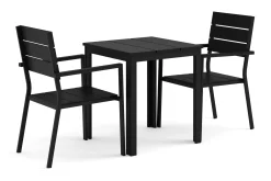 Tunis utomhus caféset 70x70 cm med 2 Tunis stapelstolar