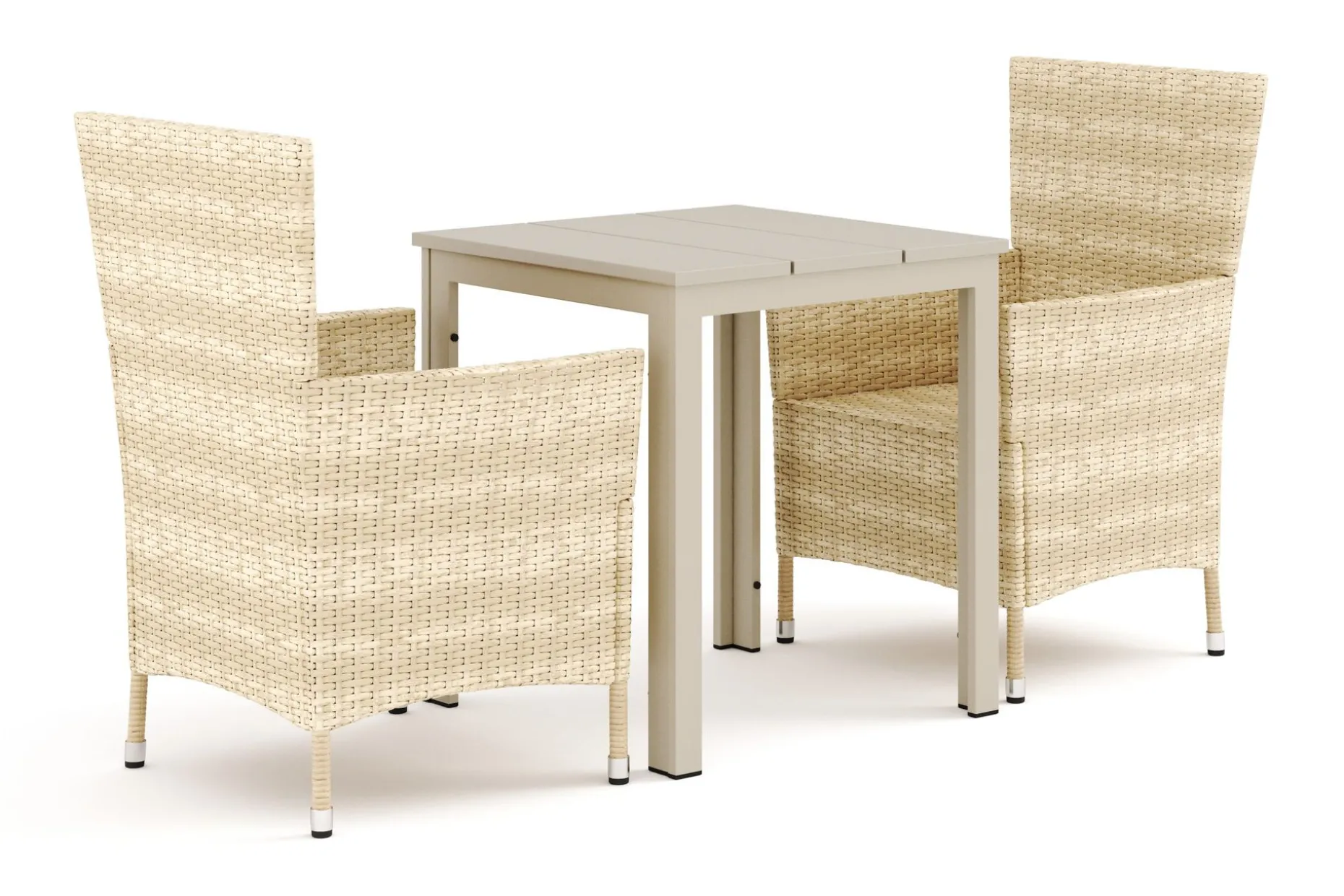 Tunis utomhus caféset 70x70 cm med 2 Thor utefåtöljer
