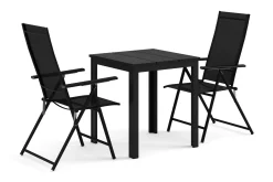Tunis utomhus caféset 70x70 cm med 2 Sanna positionsstolar