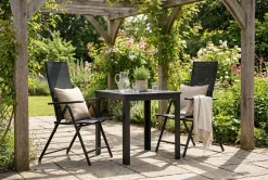 Tunis utomhus caféset 70x70 cm med 2 Sanna positionsstolar