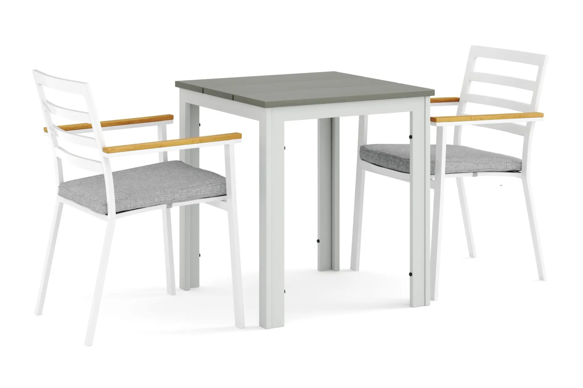 Tunis utomhus caféset 70x70 cm med 2 Oliver karmstolar