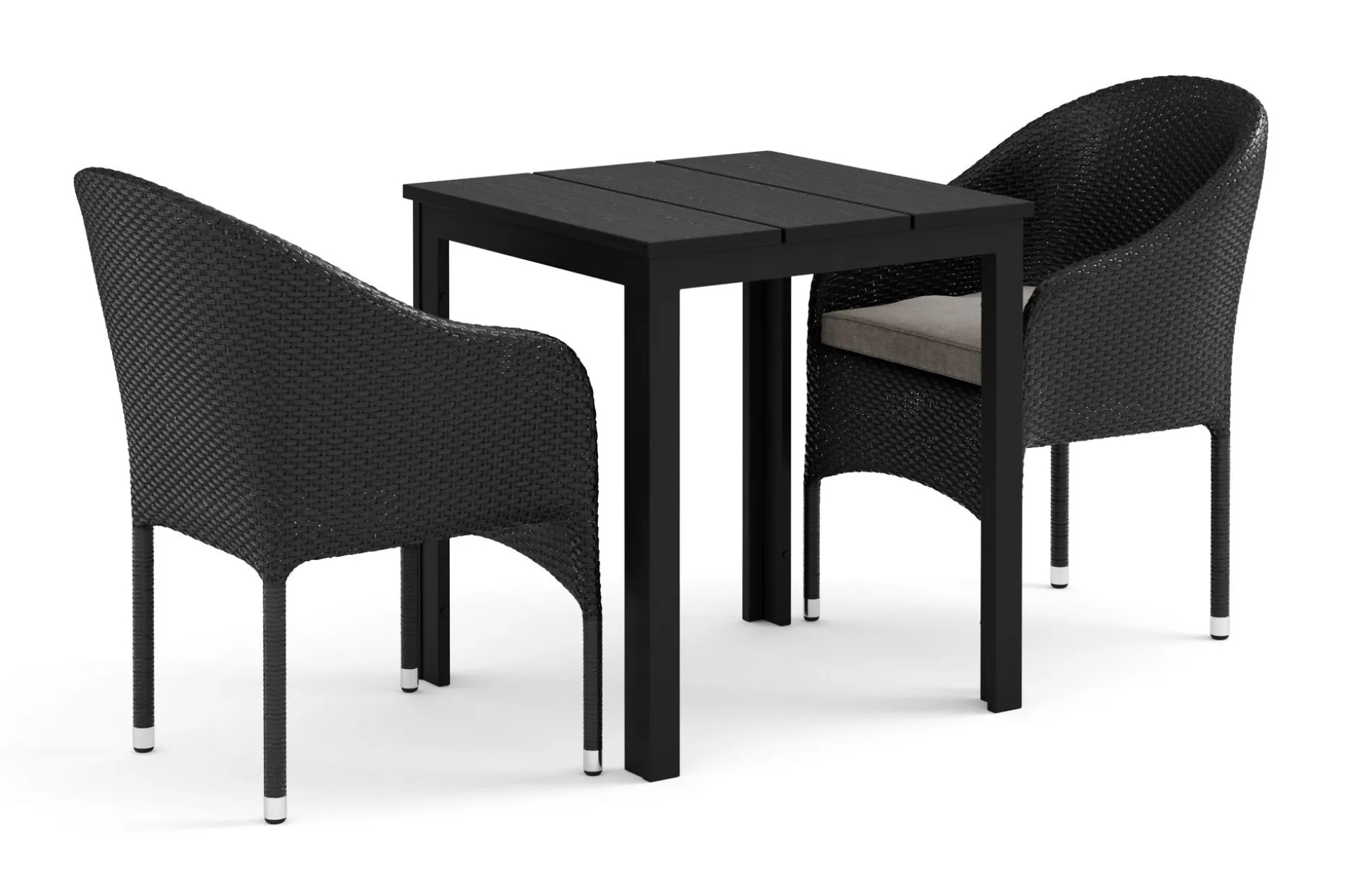 Tunis utomhus caféset 70x70 cm med 2 Thor fåtöljer