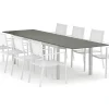 Tunis utomhus matgrupp förlängningsbart 205/305x90 cm med 8 Tunis stapelstolar