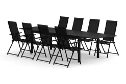 Tunis utomhus matgrupp förlängningsbart 205/305x90 cm med 8 Sanna positionsstolar