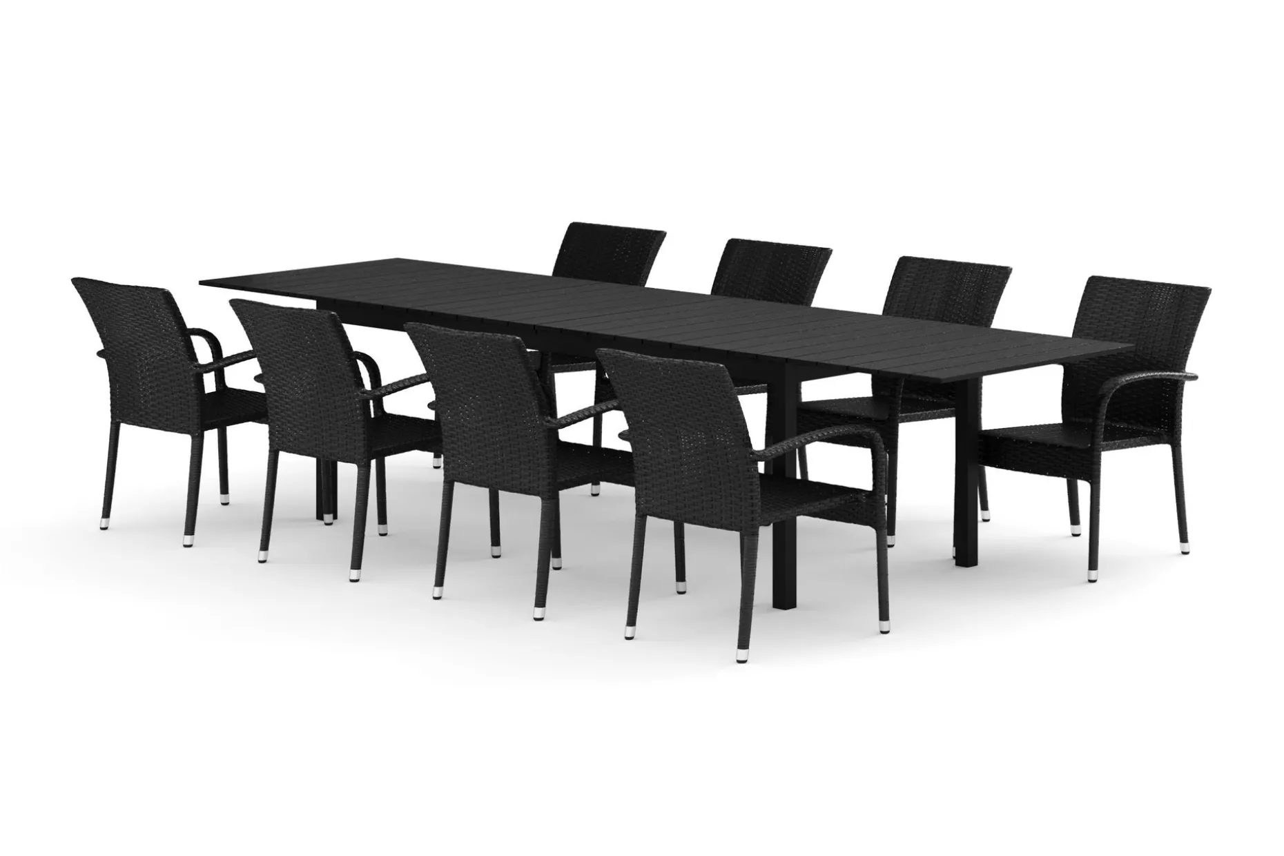 Tunis utomhus matgrupp förlängningsbart 205/305x90 cm med 8 Thor Light utefåtöljer