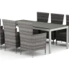 Tunis utomhus matgrupp förlängningsbart 205/305x90 cm med 6 Thor utefåtöljer
