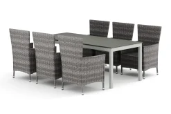 Tunis utomhus matgrupp förlängningsbart 205/305x90 cm med 6 Thor utefåtöljer