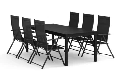 Tunis utomhus matgrupp förlängningsbart 205/305x90 cm med 6 positionsstolar