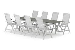 Tunis utomhus matgrupp förlängningsbart 205/305x90 cm med 8 Monaco Light positionsstolar