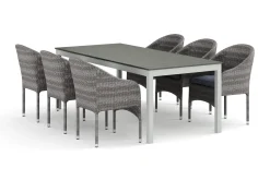 Tunis utomhus matgrupp förlängningsbart 205/305x90 cm med 6 Thor fåtöljer