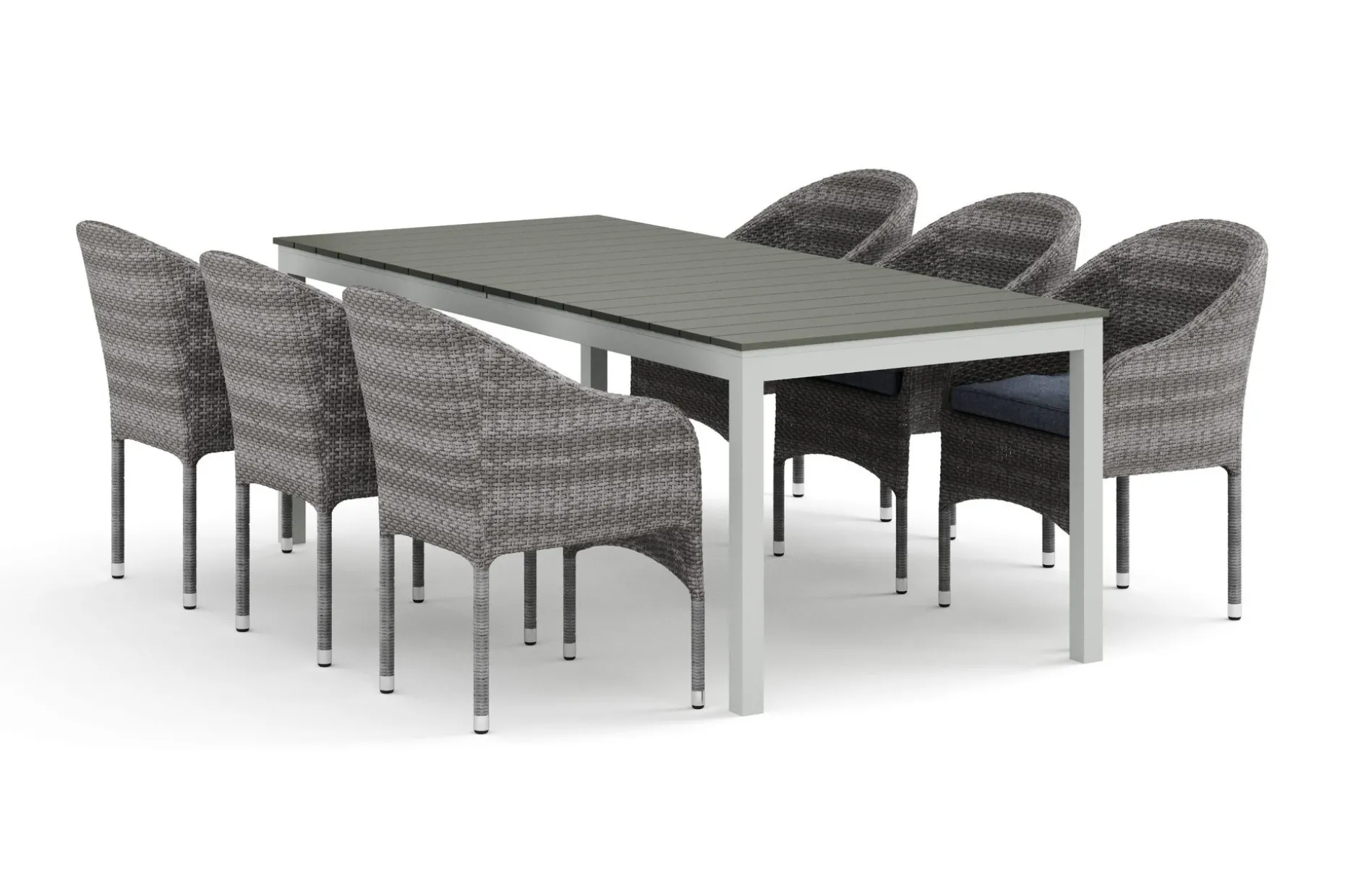 Tunis utomhus matgrupp förlängningsbart 205/305x90 cm med 6 Thor fåtöljer