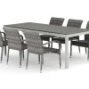 Tunis utomhus matgrupp förlängningsbart 205/305x90 cm med 6 Thor Light utefåtöljer