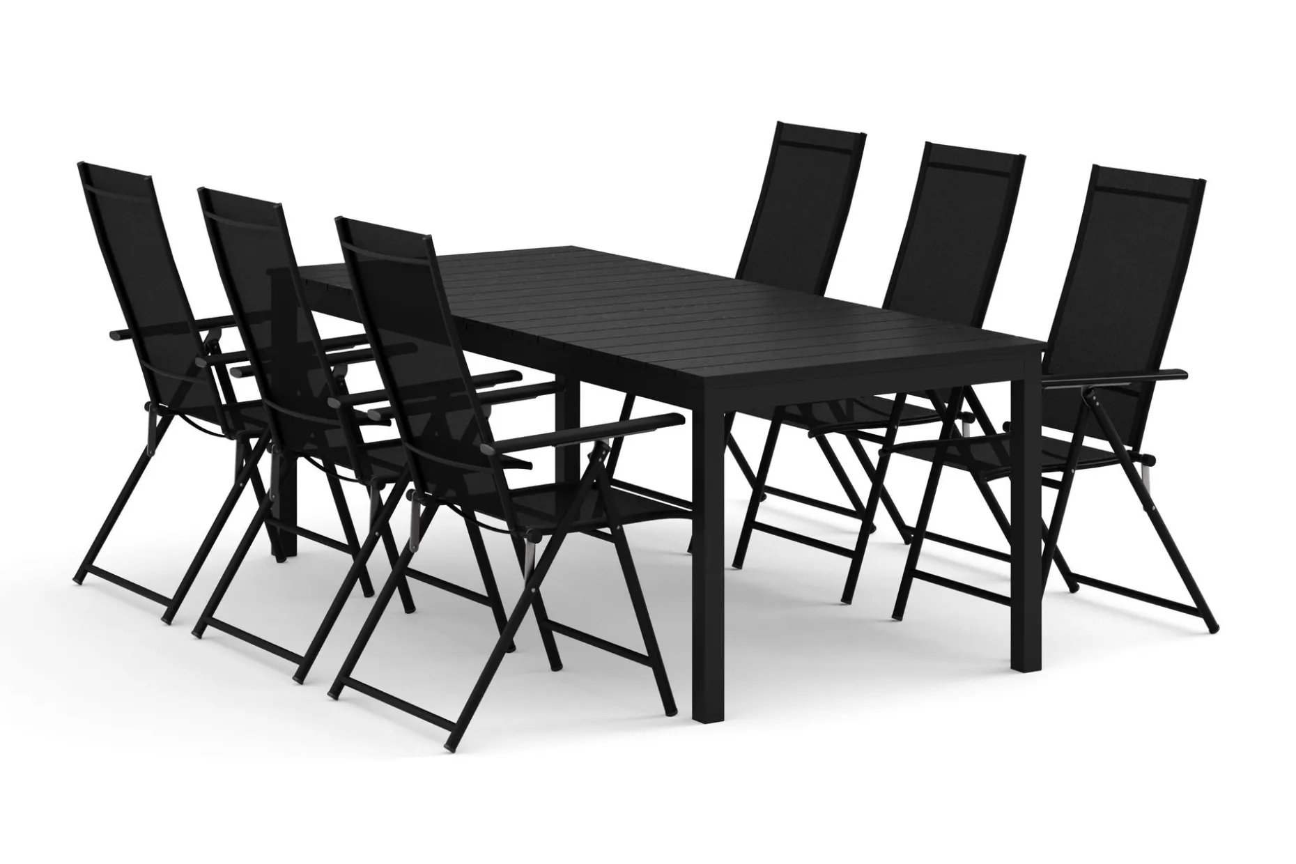 Tunis utomhus matgrupp förlängningsbart 205/305x90 cm med 6 Sanna positionsstolar