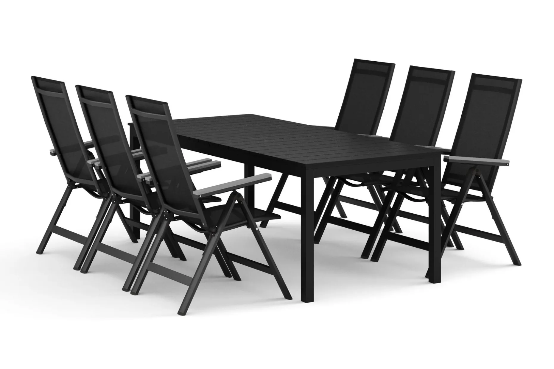 Tunis utomhus matgrupp förlängningsbart 205/305x90 cm med 6 Monaco Light positionsstolar