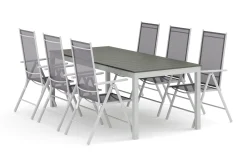 Tunis utomhus matgrupp förlängningsbart 205/305x90 cm med 6 Maggie positionsstolar