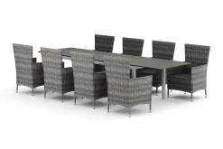 Tunis utomhus matgrupp förlängningsbart 205/305x90 cm med 8 Thor utefåtöljer