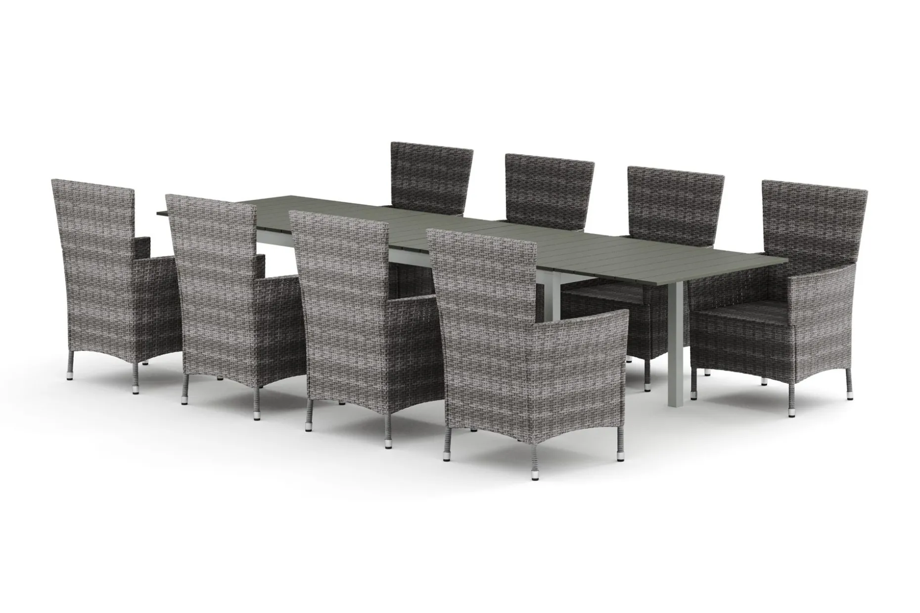 Tunis utomhus matgrupp förlängningsbart 205/305x90 cm med 8 Thor utefåtöljer