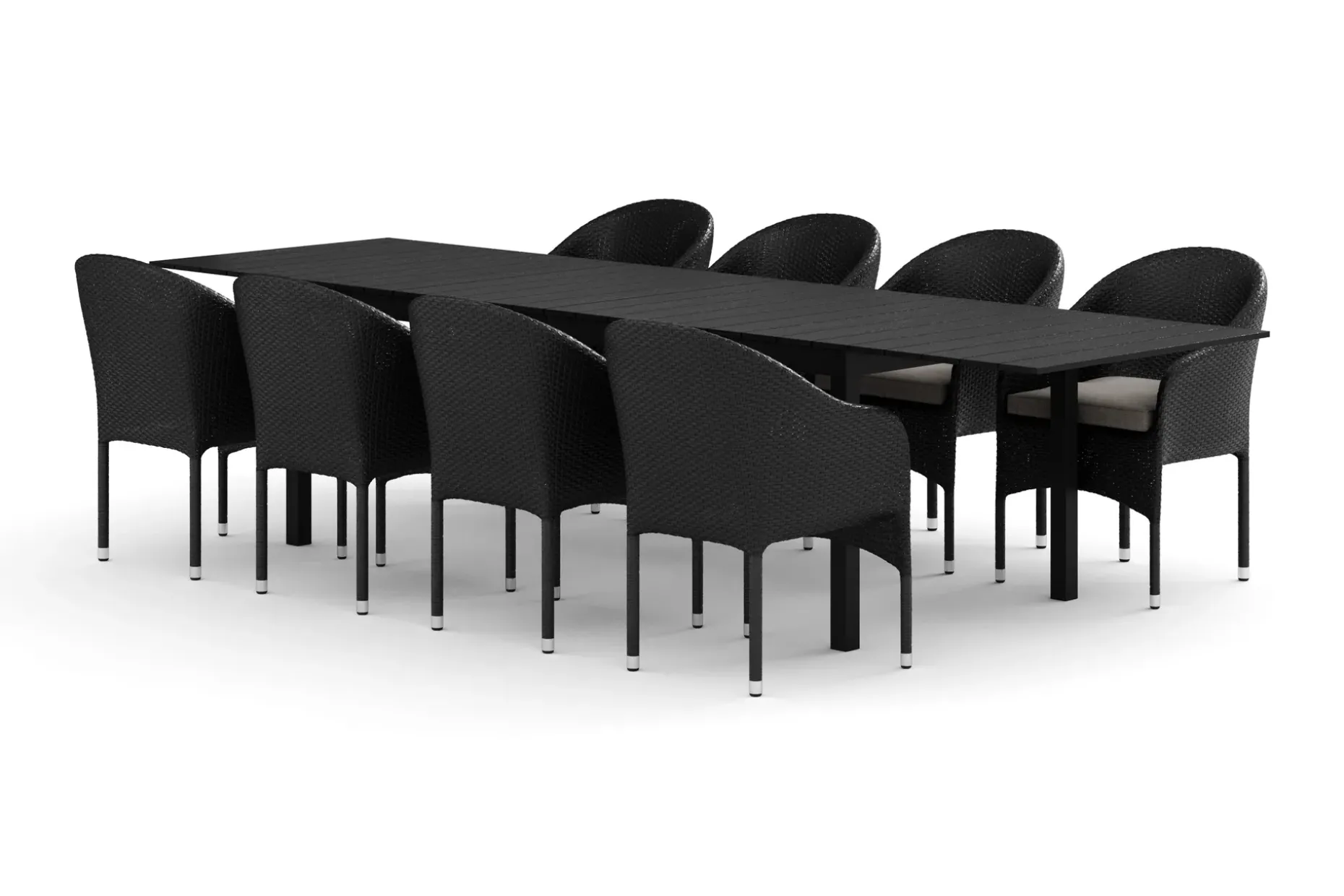 Tunis utomhus matgrupp förlängningsbart 205/305x90 cm med 8 Thor fåtöljer