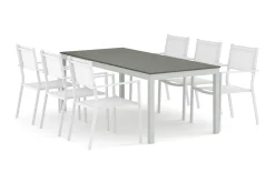 Tunis utomhus matgrupp förlängningsbart 205/305x90 cm med 6 Tunis stapelstolar