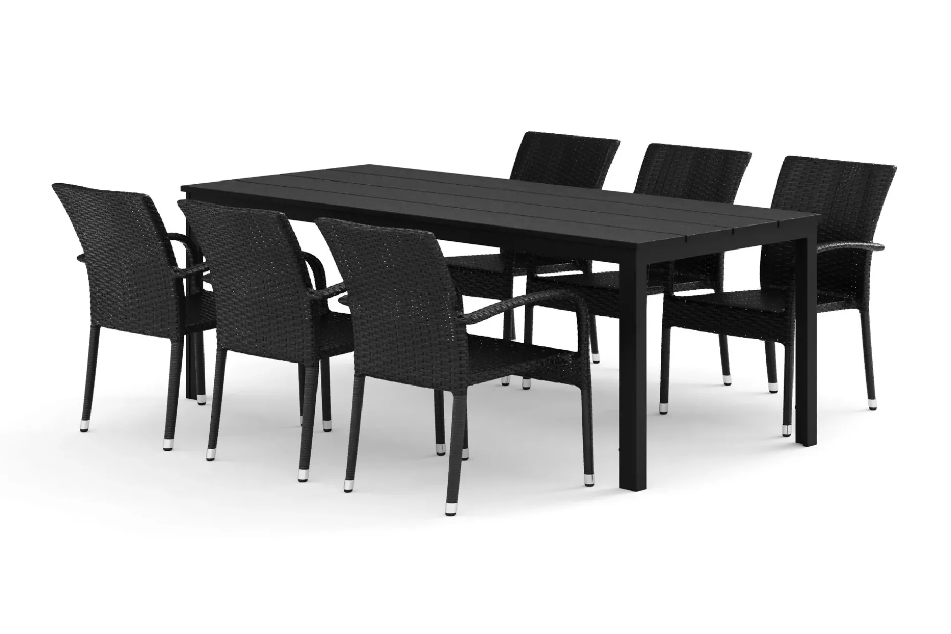 Tunis utomhus matgrupp 205x90 cm med 6 Thor Light utefåtöljer