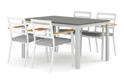 Tunis utomhus matgrupp 140x90 cm med 4 Oliver karmstolar med dyna