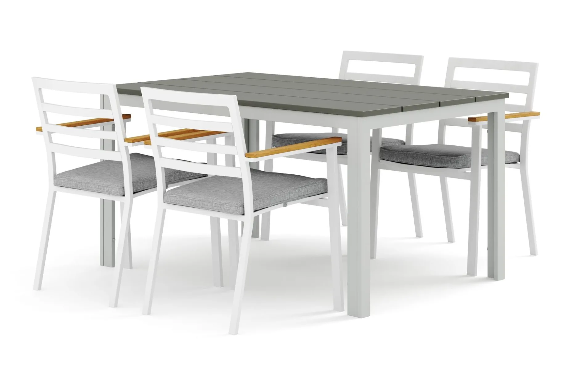 Tunis utomhus matgrupp 140x90 cm med 4 Oliver karmstolar med dyna