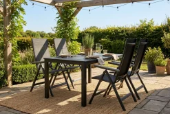 Tunis utomhus matgrupp 140x90 cm med 4 Monaco Light positionsstolar