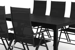 Tunis utomhus matgrupp 205x90 cm med 6 positionsstolar