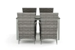 Tunis utomhus matgrupp 140x90 cm med 4 Thor utefåtöljer