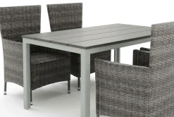 Tunis utomhus matgrupp 140x90 cm med 4 Thor utefåtöljer