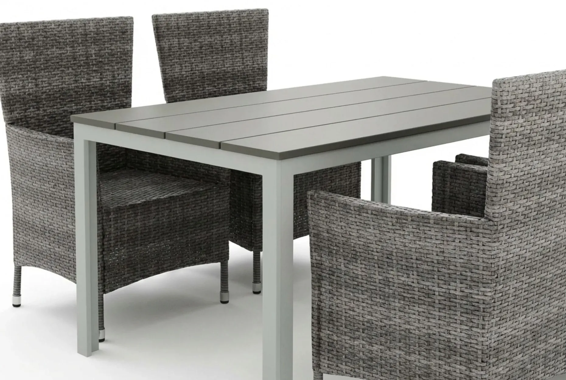 Tunis utomhus matgrupp 140x90 cm med 4 Thor utefåtöljer
