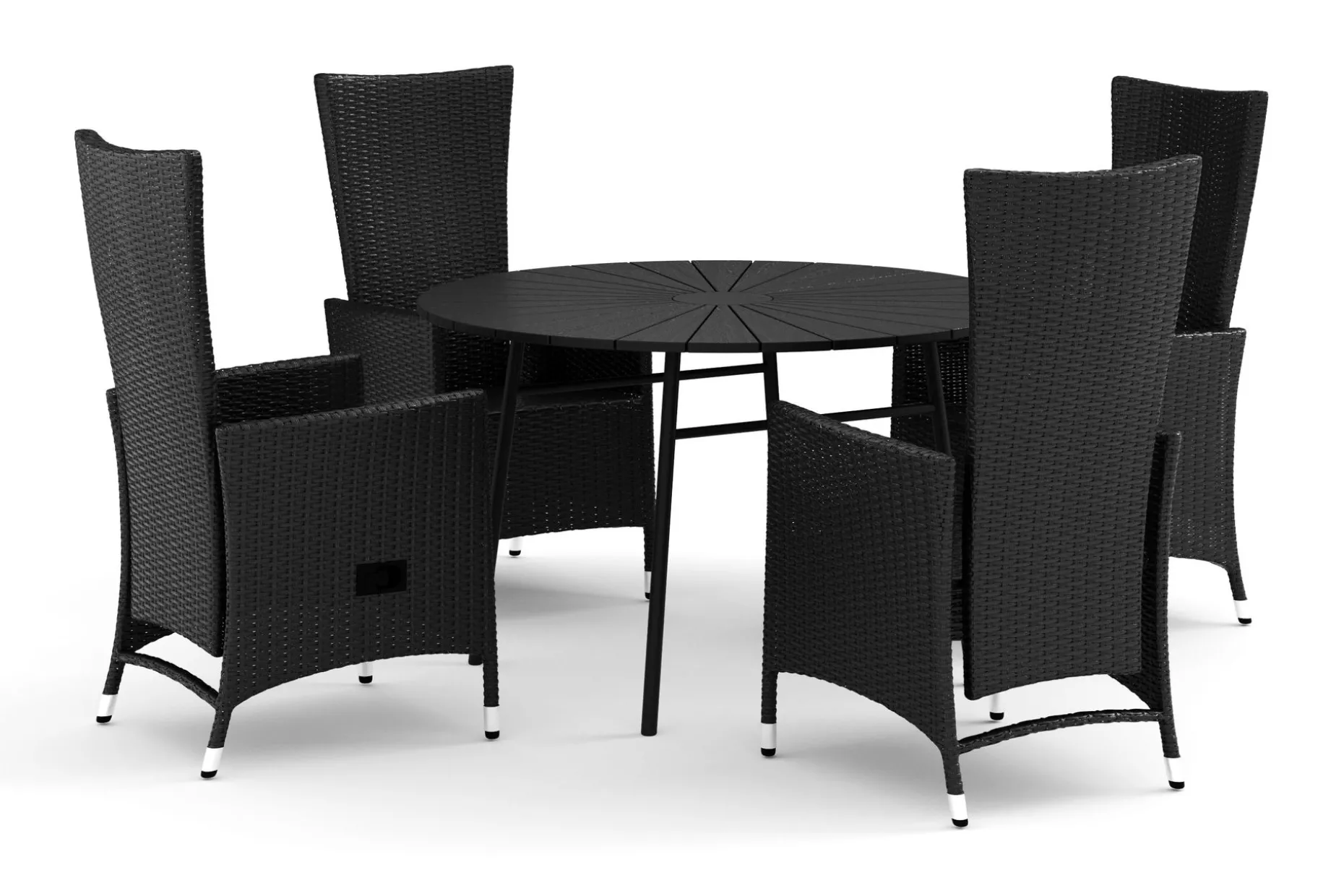 Tunis utomhus rund matgrupp 120 cm med 4 Jenny matstolar