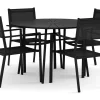 Tunis utomhus rund matgrupp 120 cm med 4 Tunis stapelstolar