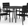 Tunis utomhus rund matgrupp 120 cm med 4 Tunis stapelstolar