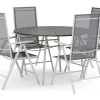 Tunis utomhus rund matgrupp 120 cm med 4 Maggie positionsstolar