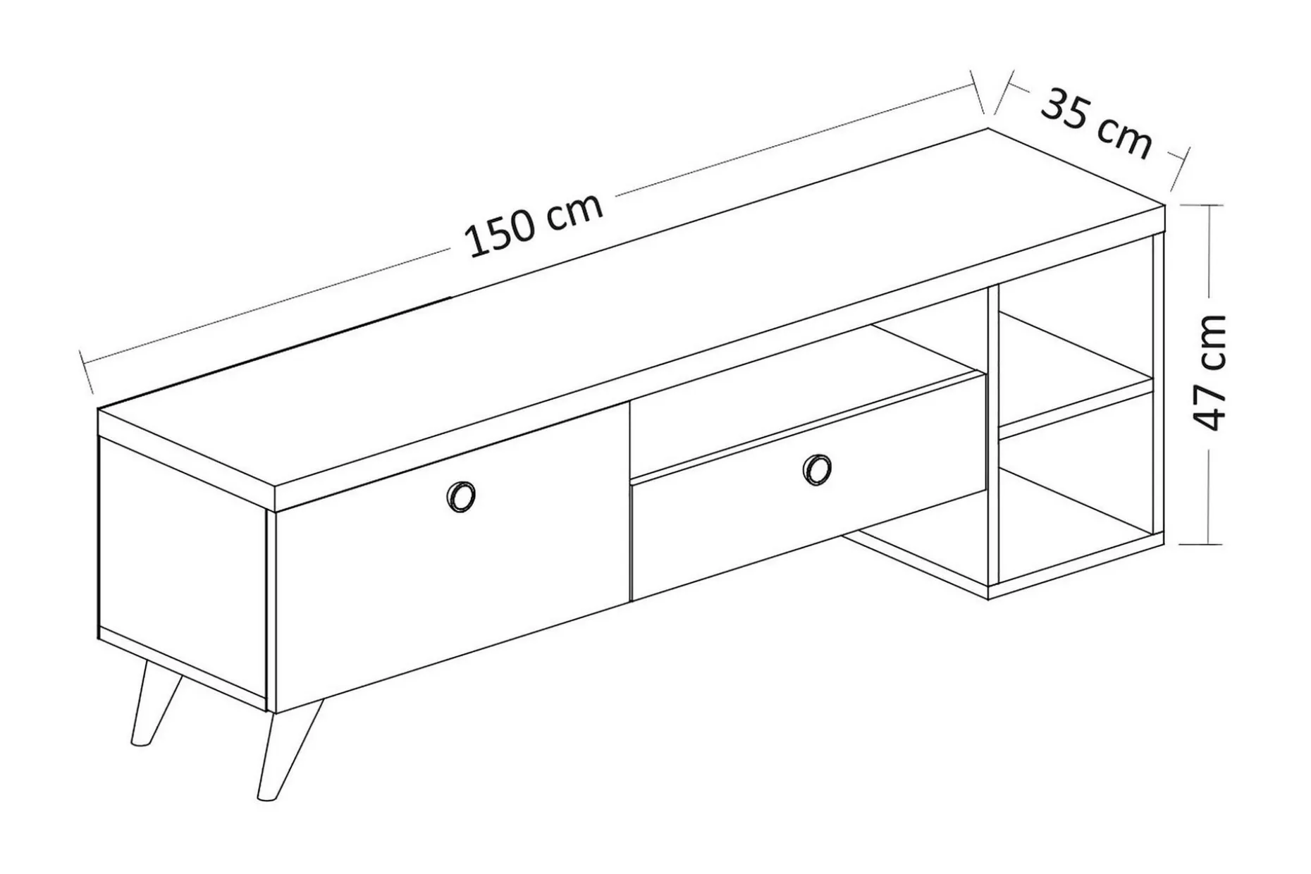 Tv-bänk 150 cm 2 Skåp