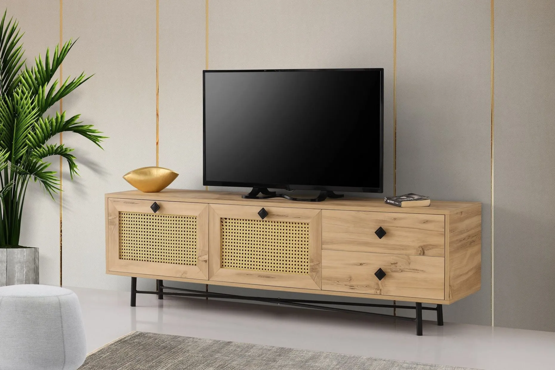 Tv-bänk 180 cm 4 Skåp