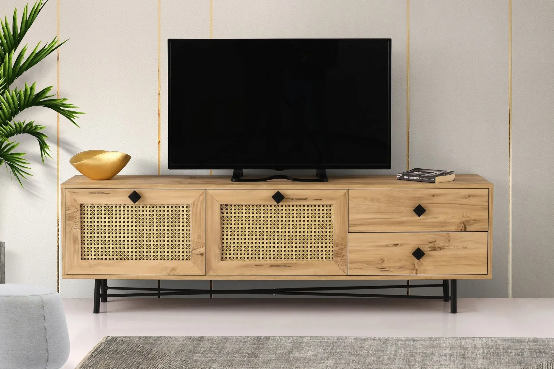 Tv-bänk 180 cm 4 Skåp