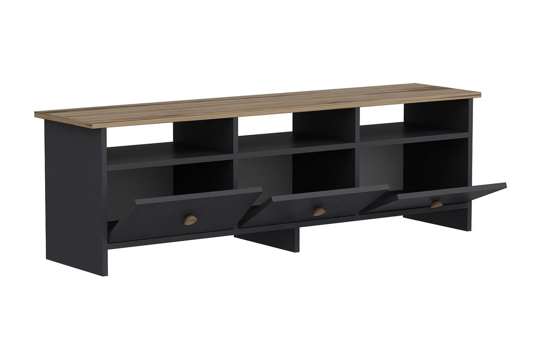 Tv-bänk 150 cm 3 Skåp 3 Hyllor