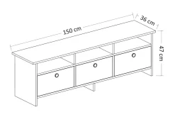 Tv-bänk 150 cm 3 Skåp 3 Hyllor